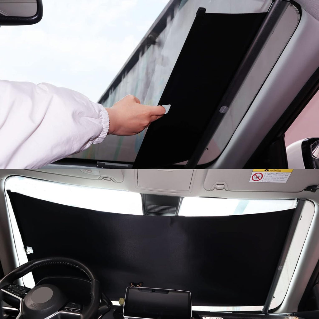 Car Windshield Sun Shade with Suction Cup One Key Automatic Contraction, Blackout Material, Medium C778