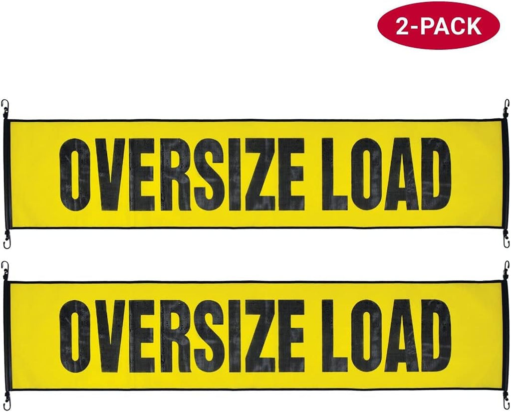 Oversize Load Banner with Heavy Duty Metal Hooks, 18 Inch x 84 Inch, Pack of 2 N5630