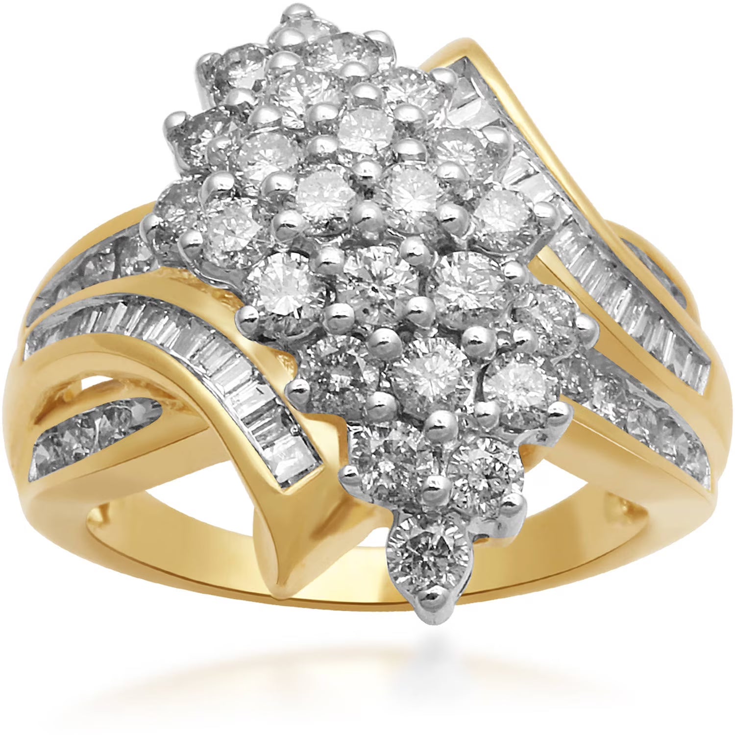 2 Carat T.W. Diamond 10kt Yellow Gold Cluster Ring B588