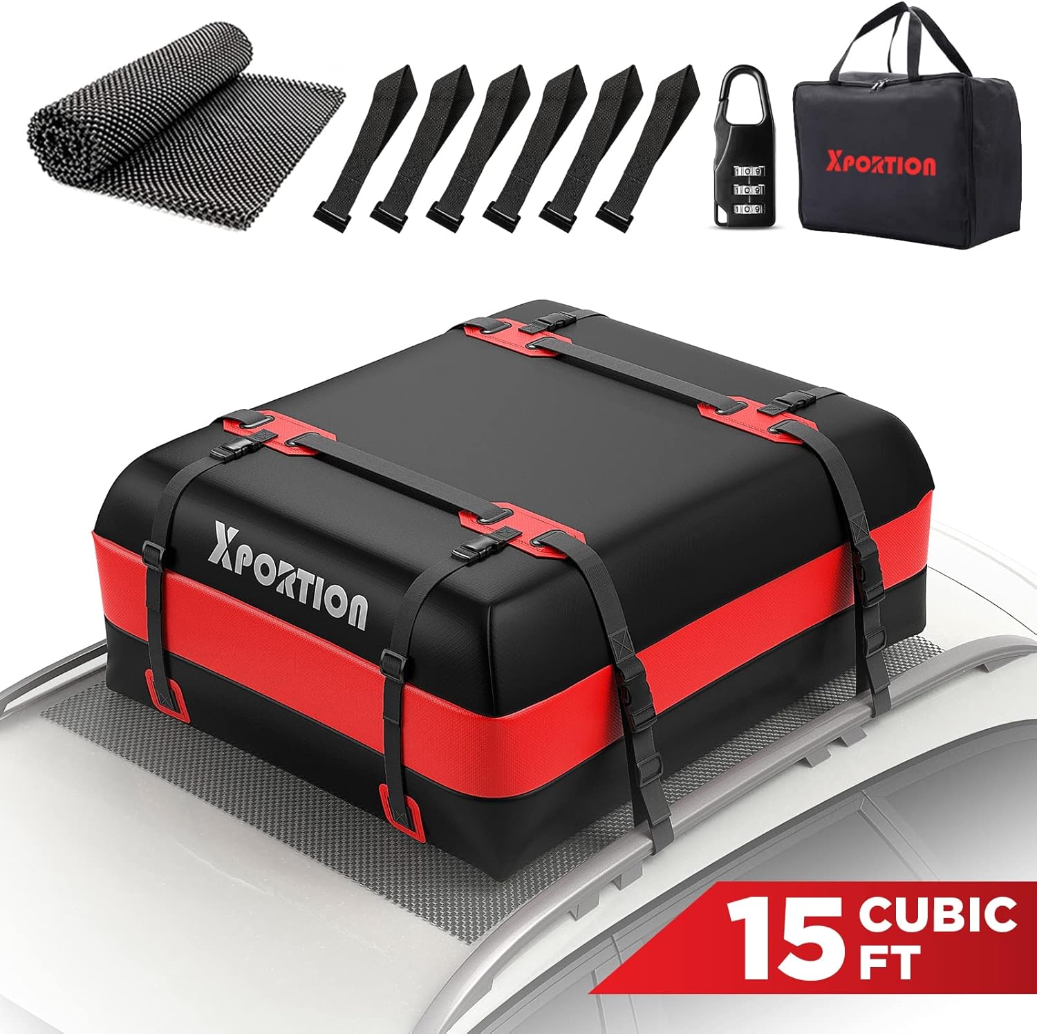 Waterproof Rooftop Cargo Carrier Bag, 21 Cubic Feet, with Non-Slip Mats and Straps Z648800