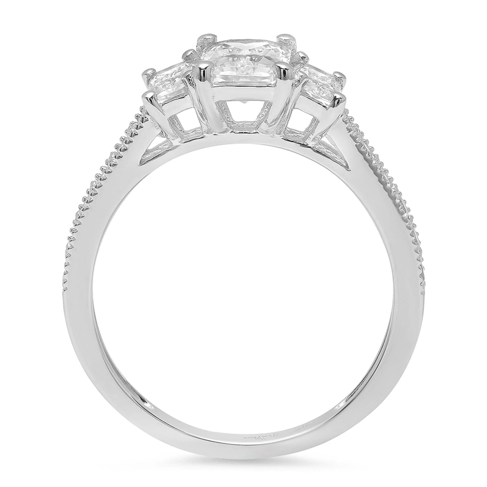 18K White Gold Three-Stone Diamond Engagement Ring X211