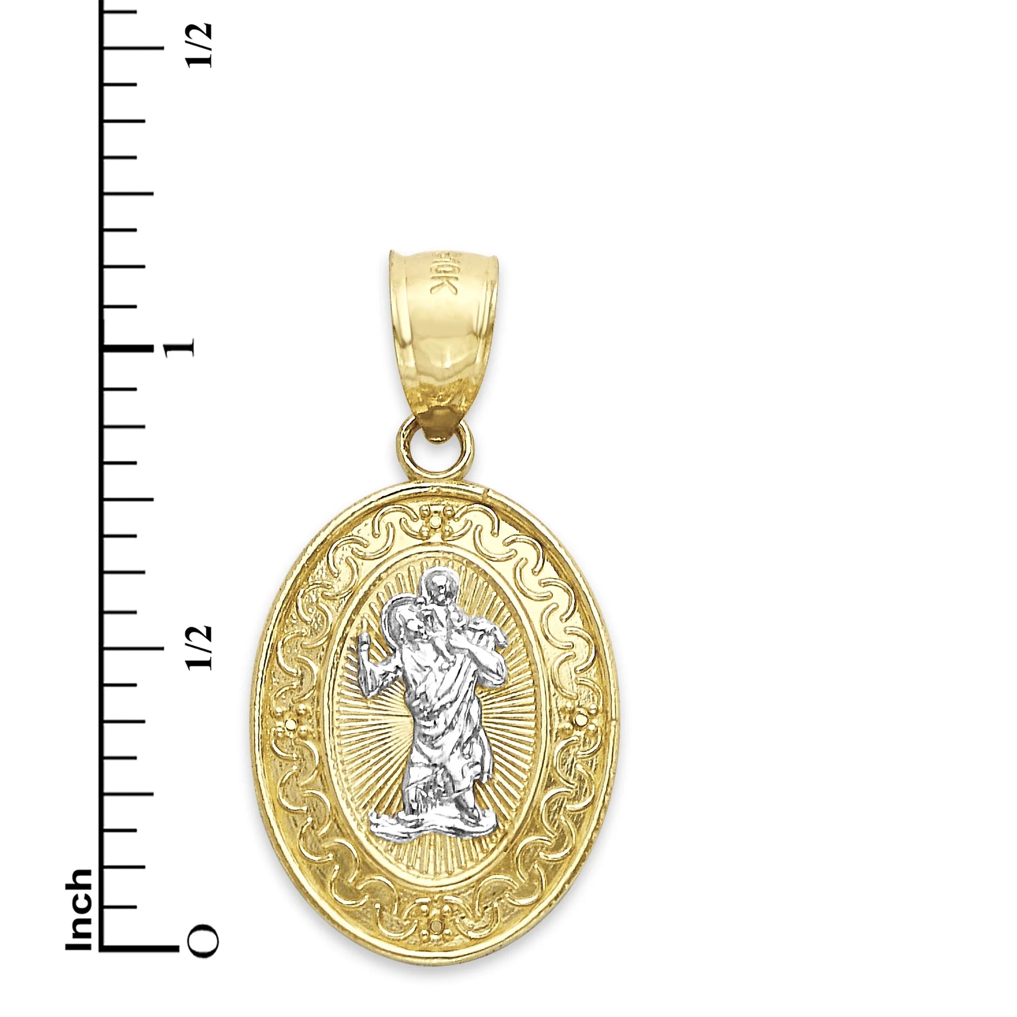 14k Real Solid Gold Saint Christopher Pendant V27013