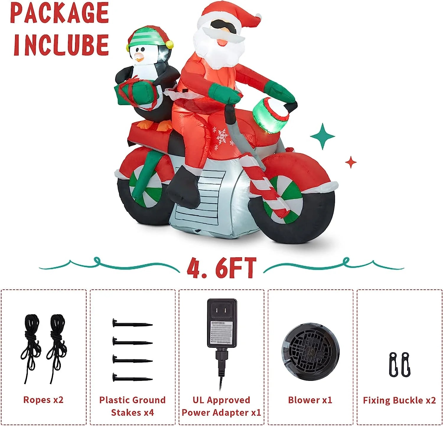 Christmas Inflatable Santa Claus Penguin on Motorcycle Outdoor Decoration A616670