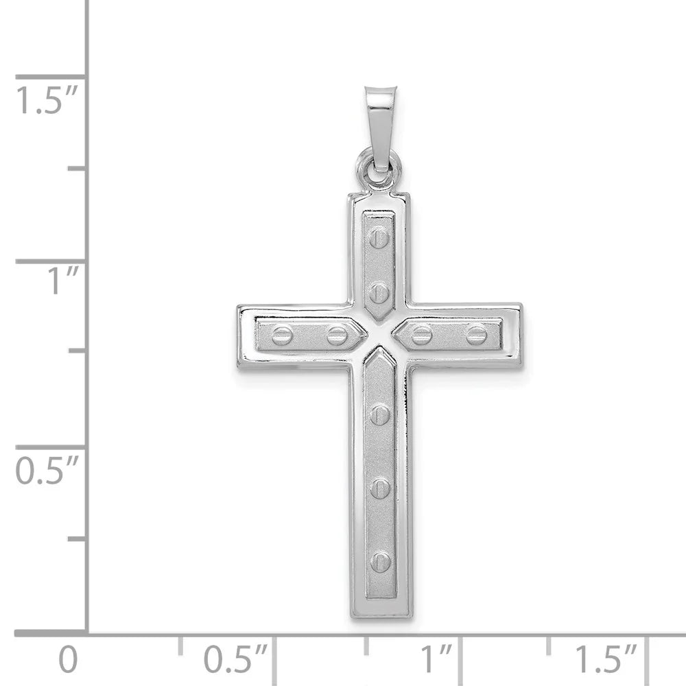 14k White Gold Polished and Satin Cross Pendant W8922