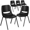 5 Pack Ergonomic Shell Stack Chair Black Plastic/Black Frame L59508