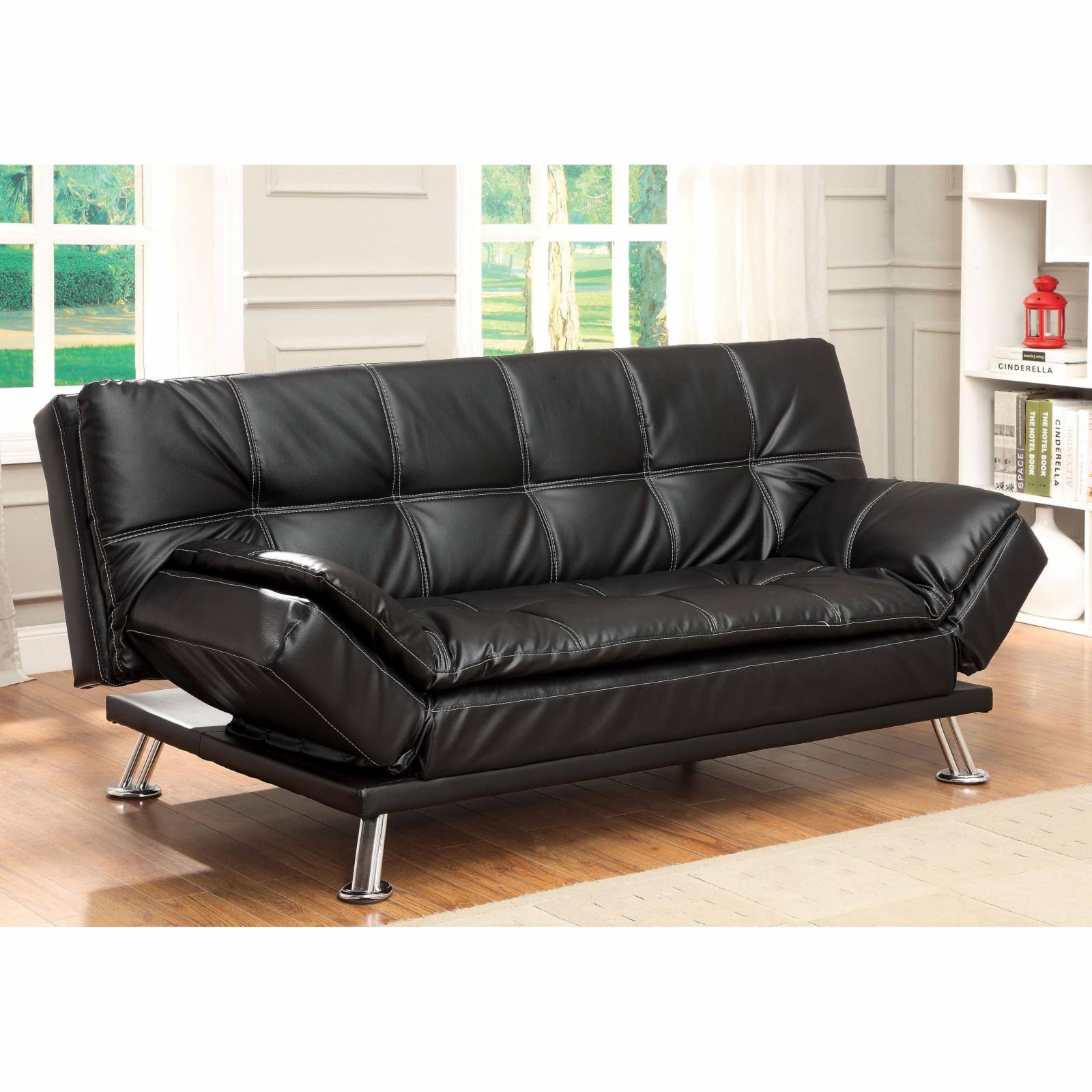 Black Convertible Futon Sofa N78048