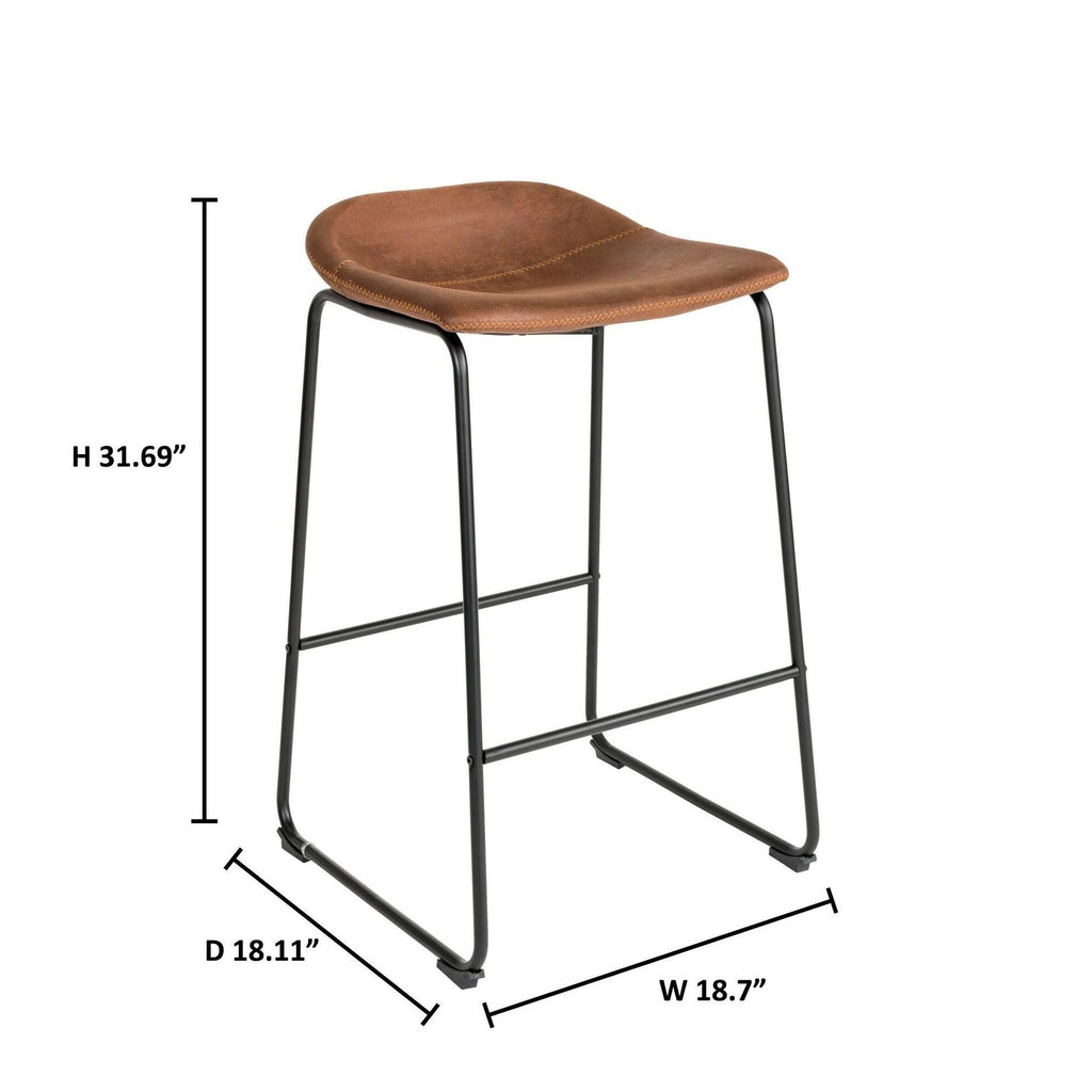 Brown Bar Stool Set of 2 Q391