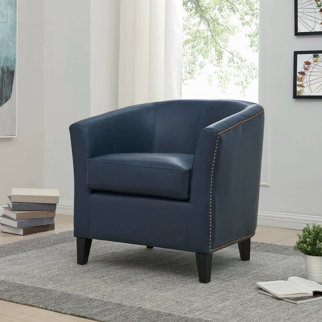 Vintage Blue Bonded Leather Tub Chair W4927