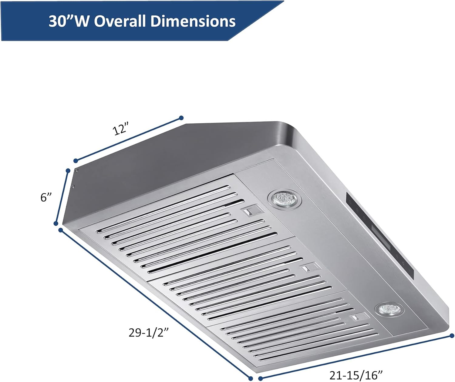 Stainless Steel Under Cabinet Range Hood with 2 LED Lights T31503