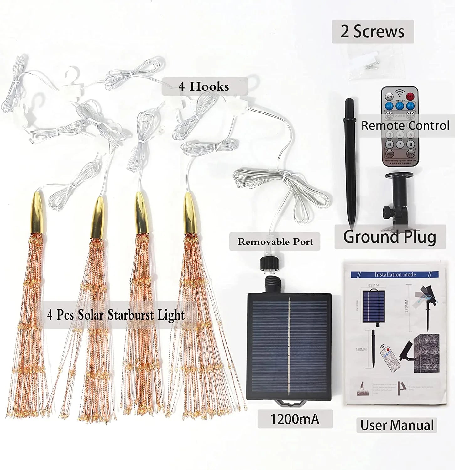 800 Led Solar Starburst Sphere Lights Waterproof Hanging Fairy Light D425