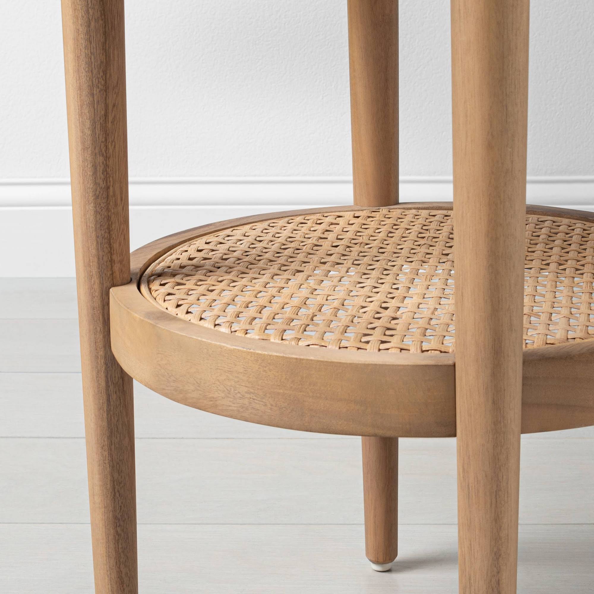 Wood & Cane Round Accent Table D10434