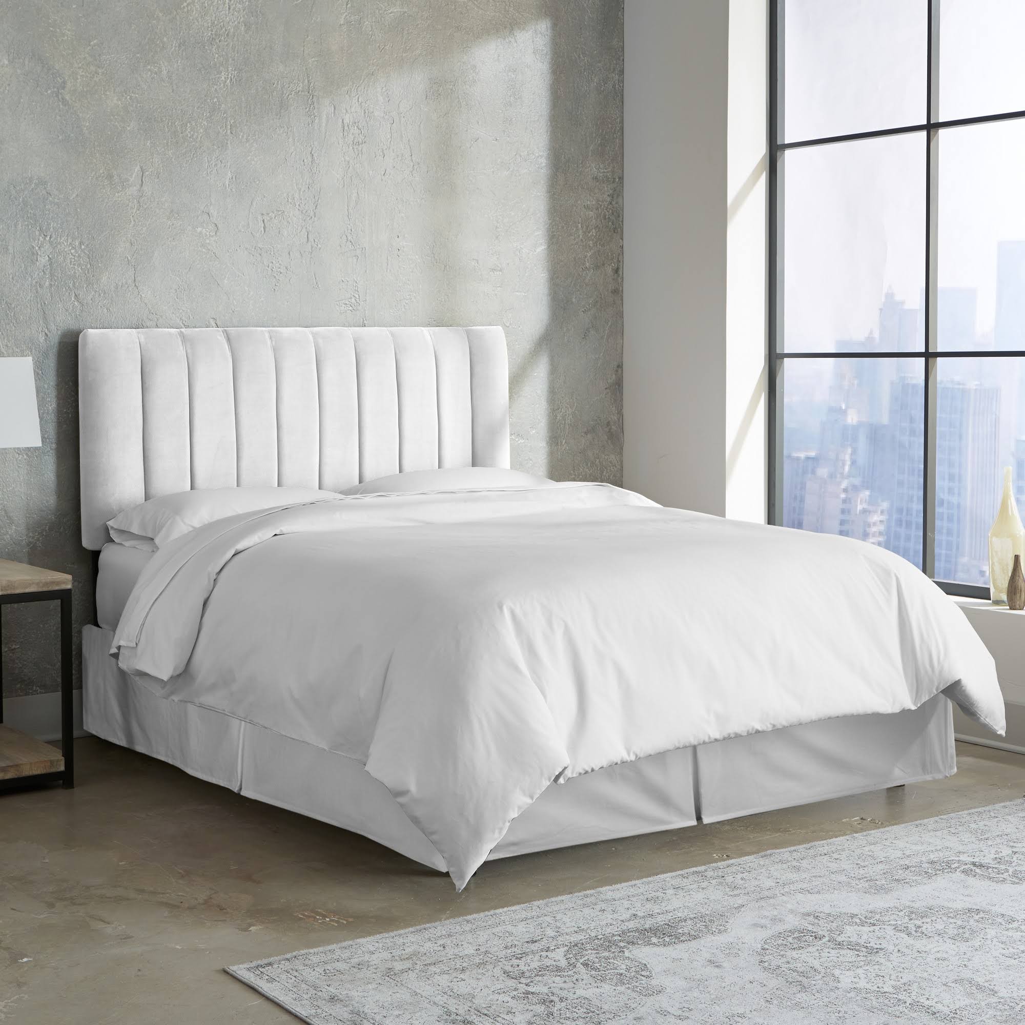 White Velvet Channel Seam Headboard P5555