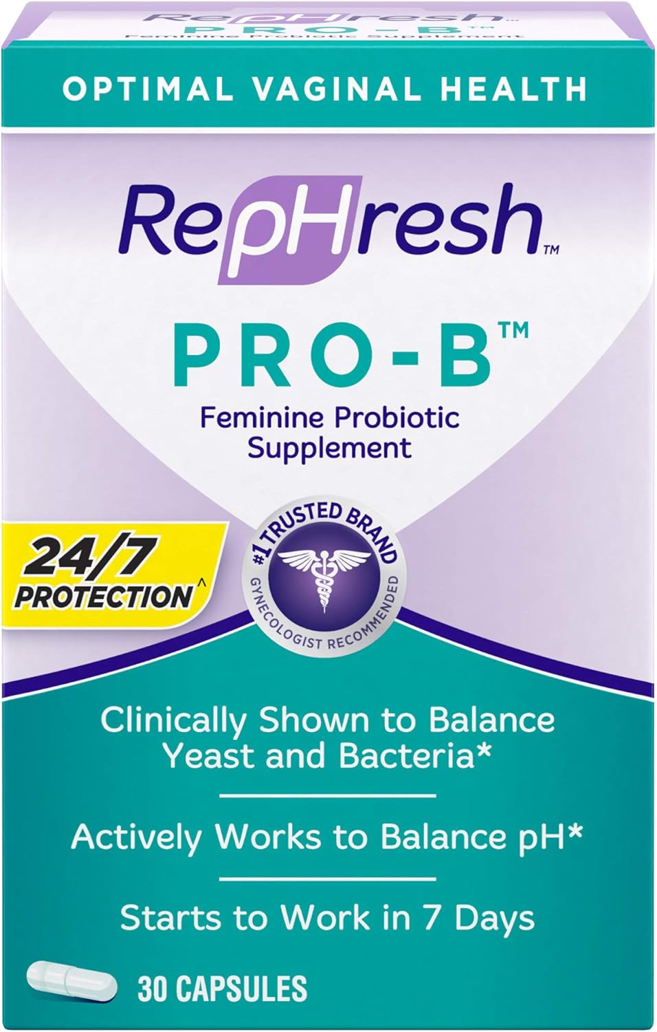 Probiotic Supplement 30 Capsules and Ph Balanced Feminine Wash 6 Fl Oz Y9672