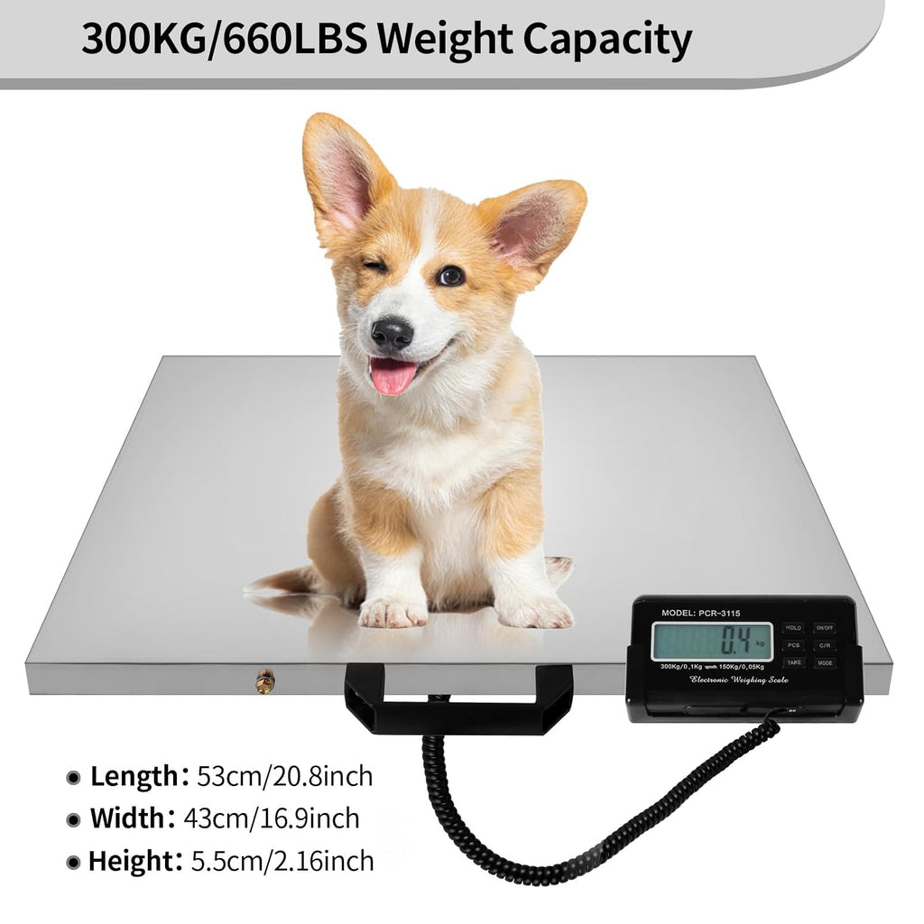 660Lbs x 0.2Lbs 21'' x 17'' Stainless Steel Platform Animal Scale Y79068