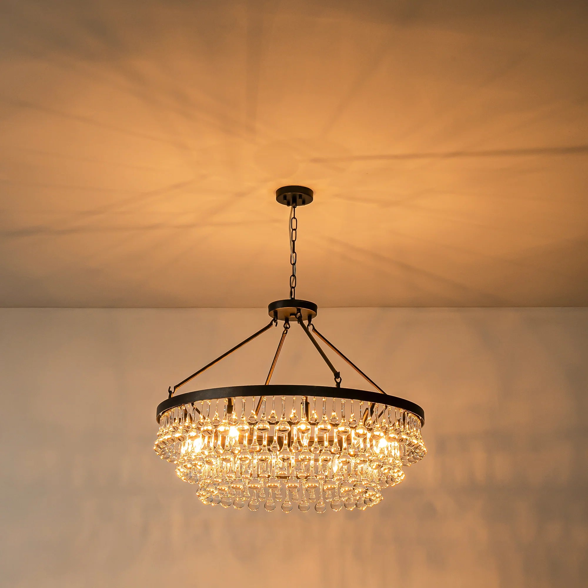 10-Light 3-Tier Drum Crystal Chandelier W1088