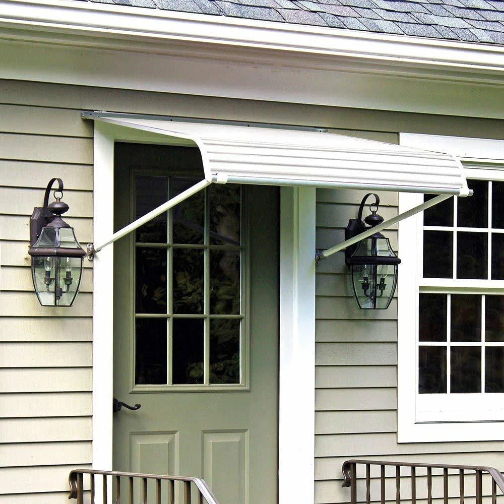 White Aluminum Door Canopy with Support Arms U87888