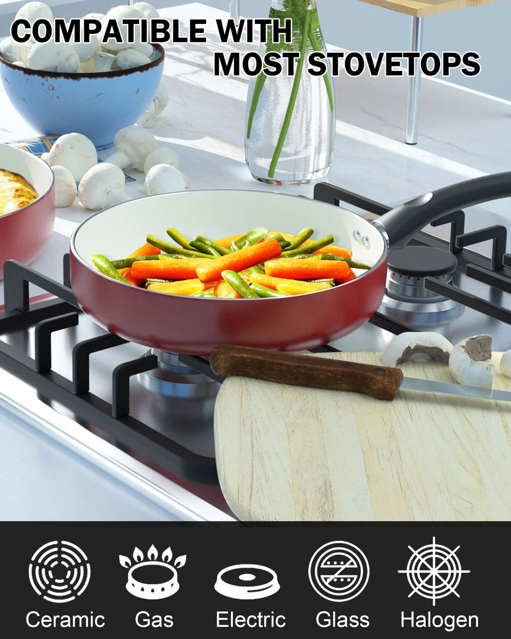 10 Piece Nonstick Ceramic Cookware Set with Lids S9976
