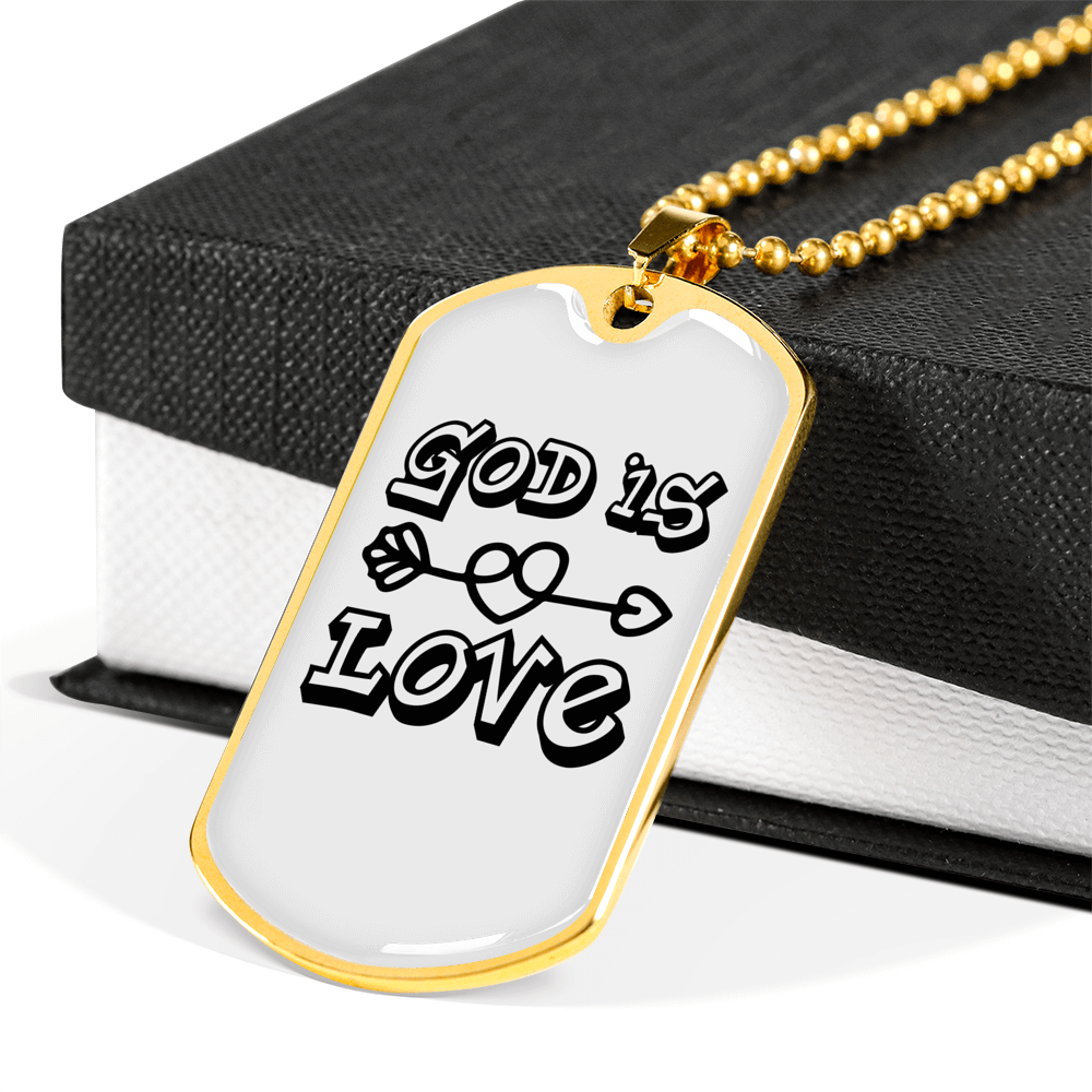 Stainless Steel or 18k Gold Dog Tag Necklace with 24" Chain U960