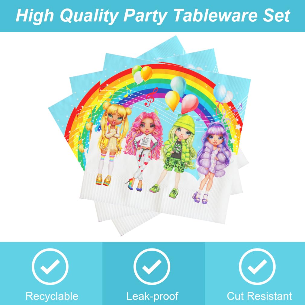 40pck Rainbow High Dolls Party Supplies with 20 Plates and 20 Napkins L83228