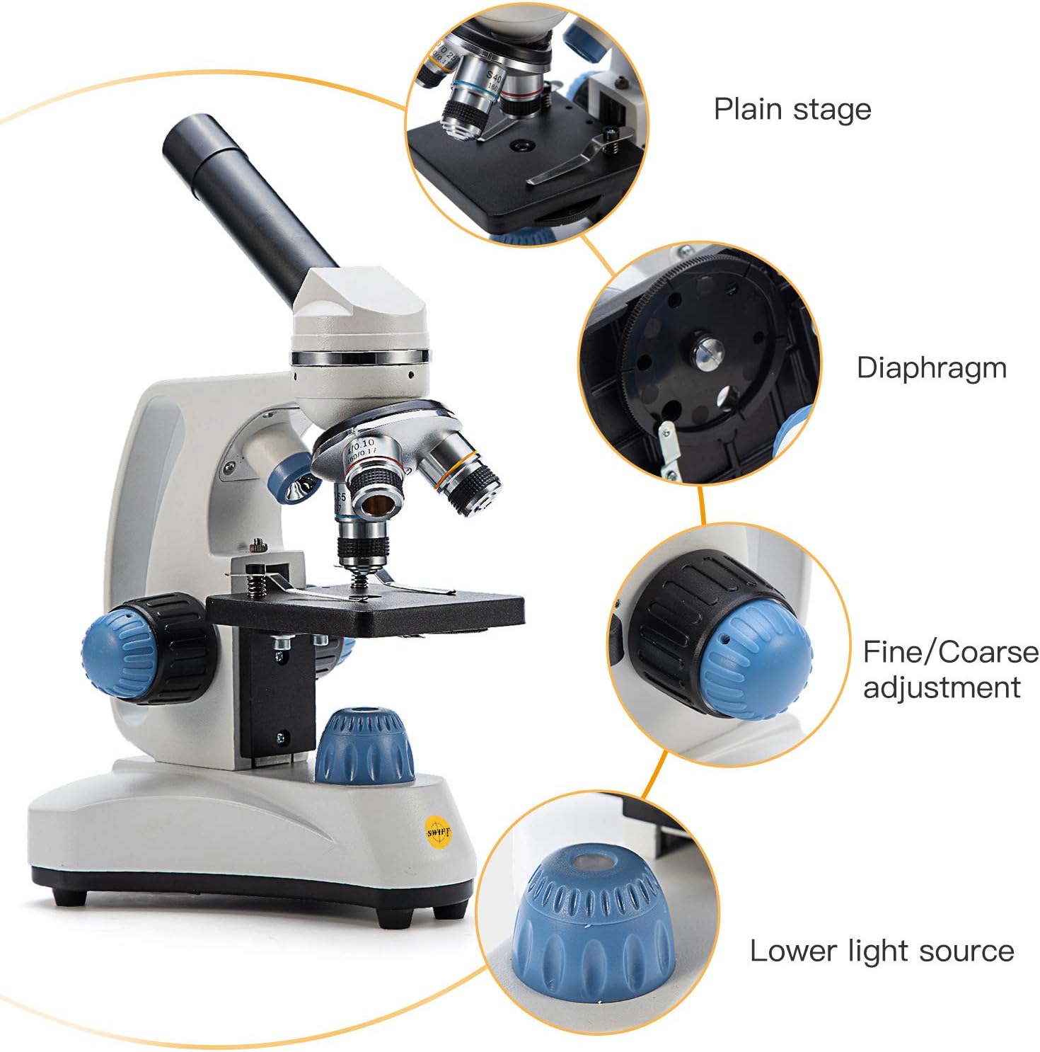 Compound Student Microscope, 40X-1000X, Monocular Head O249
