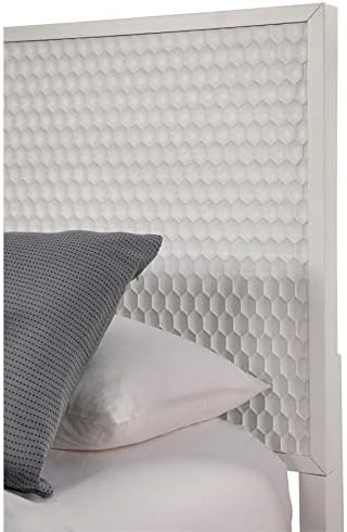 White Pearl California King Wood Panel Bed E19899