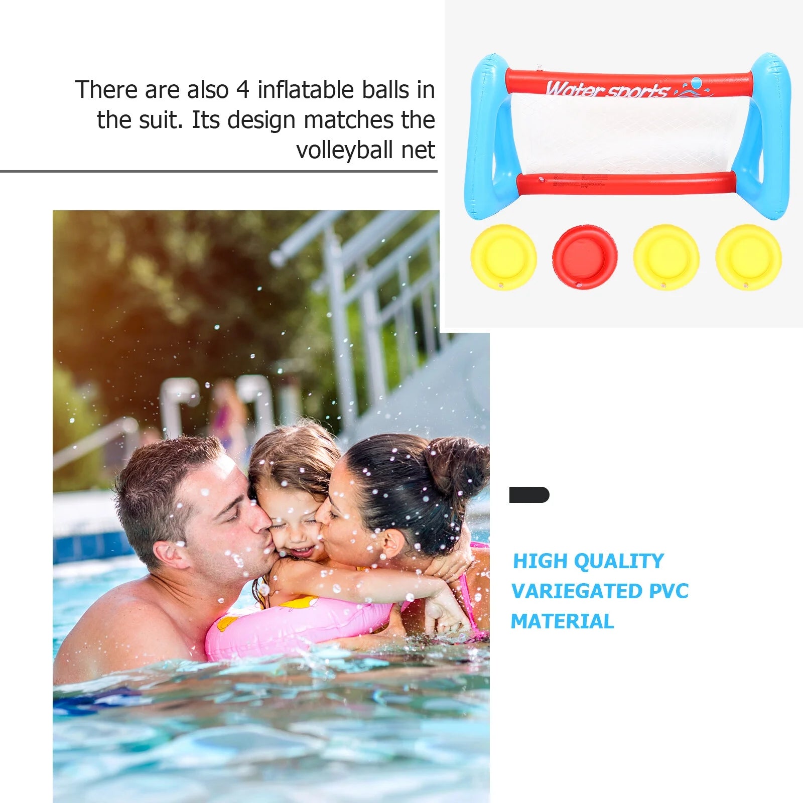 Inflatable Pool Float Set with Volleyball Net and Volleyballs B324