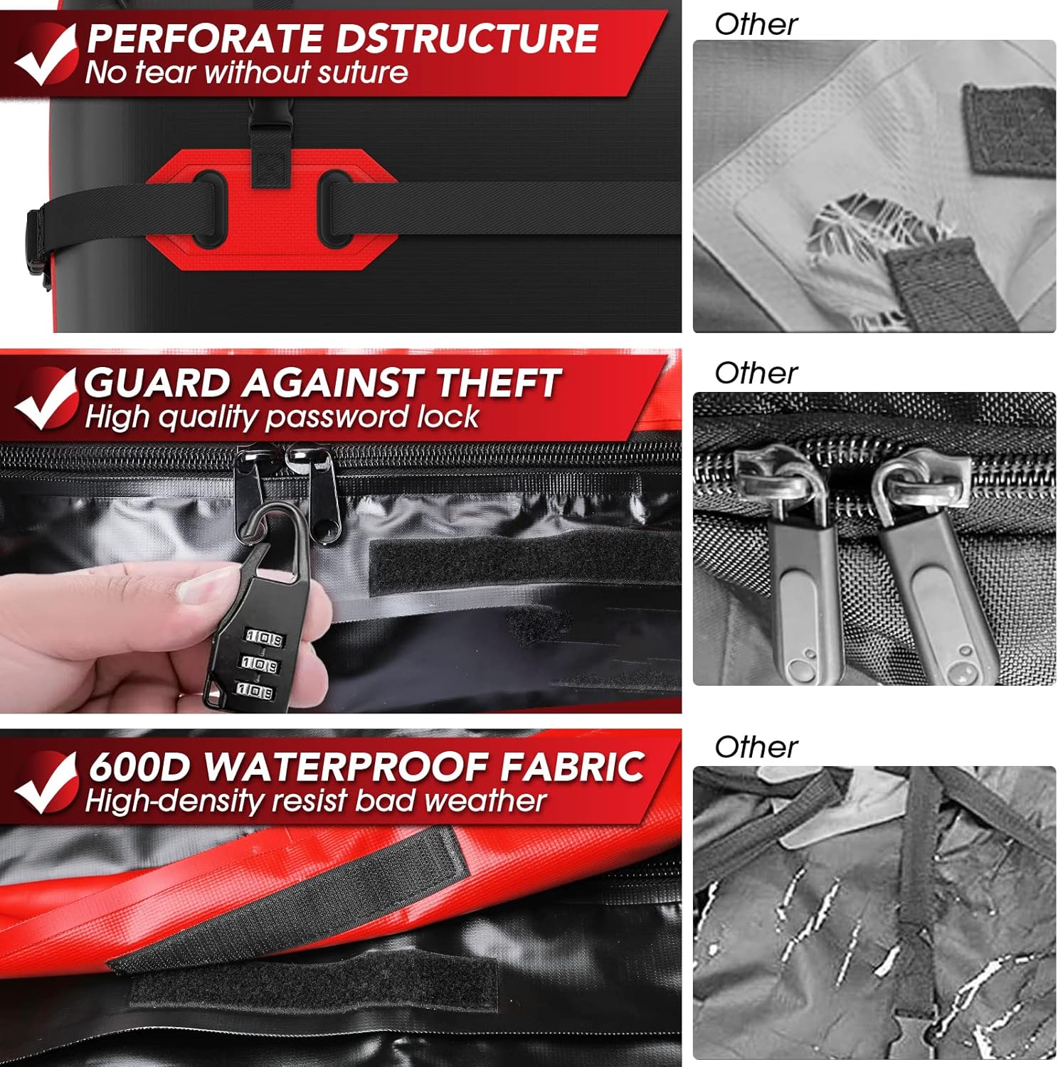 Waterproof Rooftop Cargo Carrier Bag, 21 Cubic Feet, with Non-Slip Mats and Straps Z648800