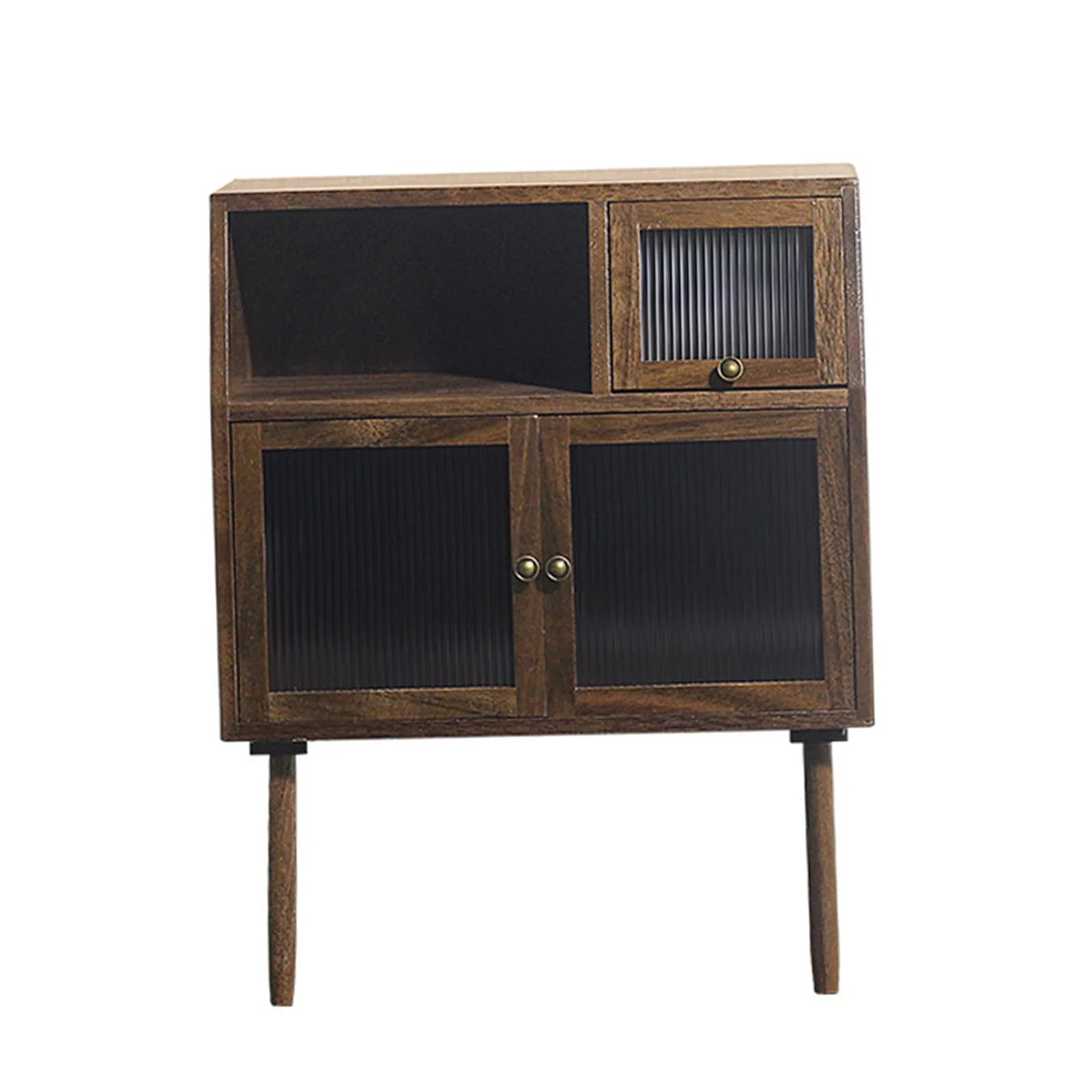 Walnut Cabinets Multipurpose Cupboard for 1/6 1/12 Scale Dollhouse T7822