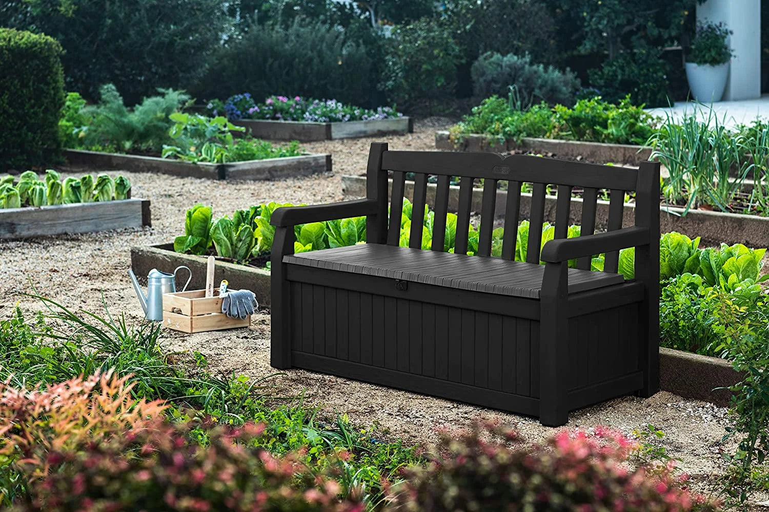Grey 70 Gallon Storage Bench Deck Box X1078