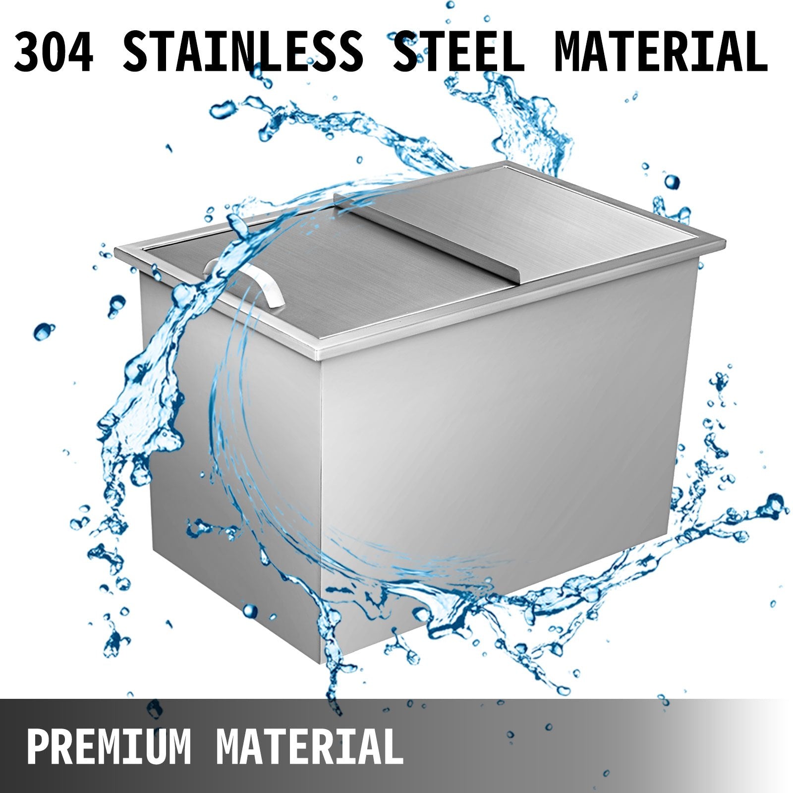 Stainless Steel Drop in Ice Chest with Sliding Cover Ice Cooler H274309