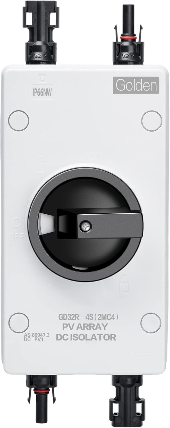 Solar Combiner Box 32A 1000V PV DC Isolator Switch with Solar Connector, IP66 Waterproof G9097