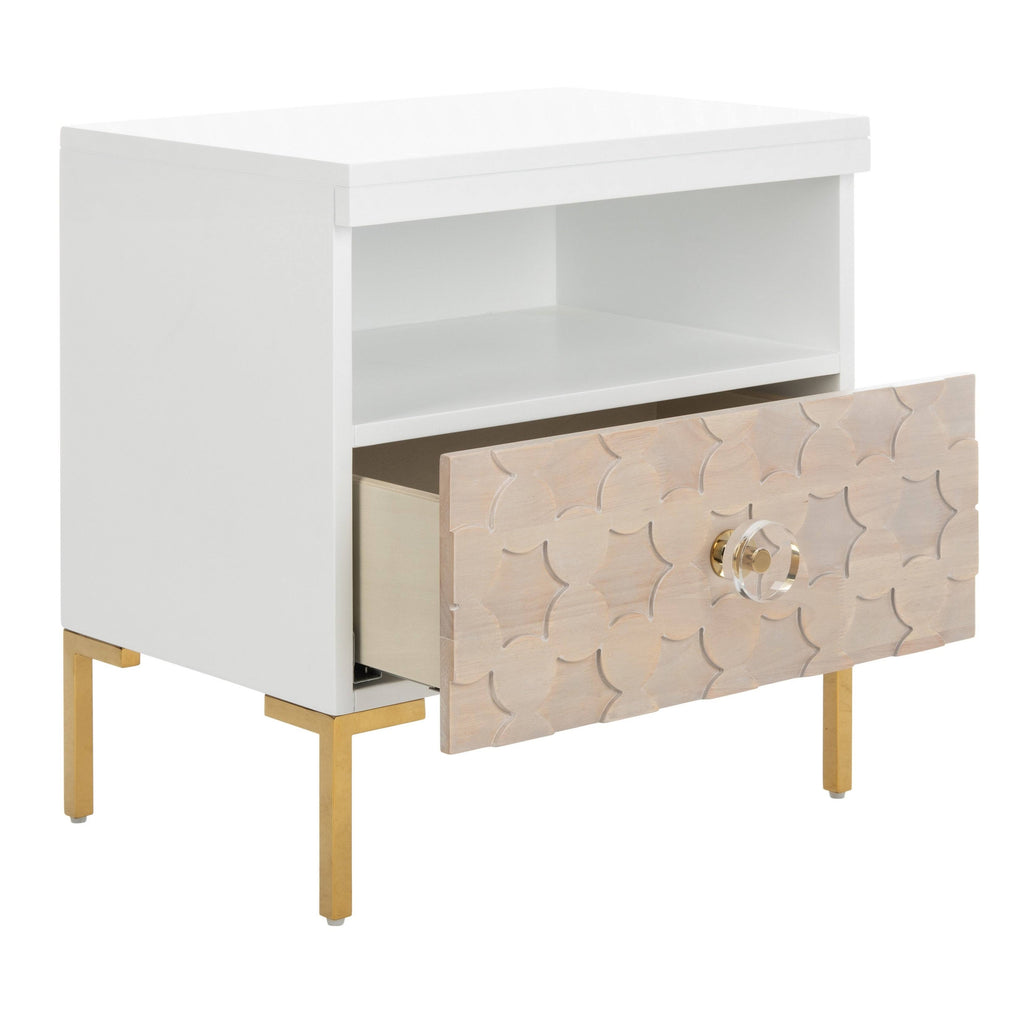 White/Gold 1 Drawer Side Table O807