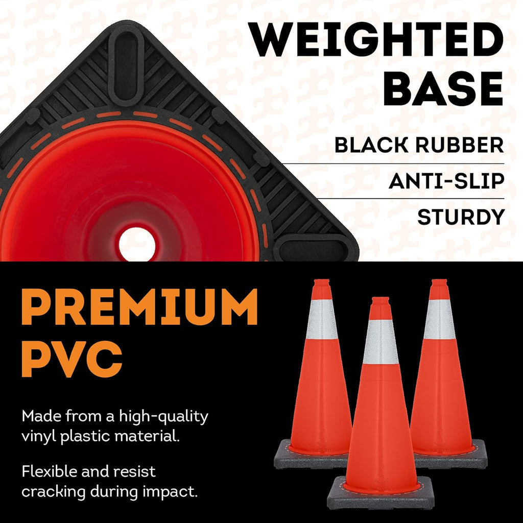 Orange PVC Plastic Traffic Cones with 6 Collar G6051