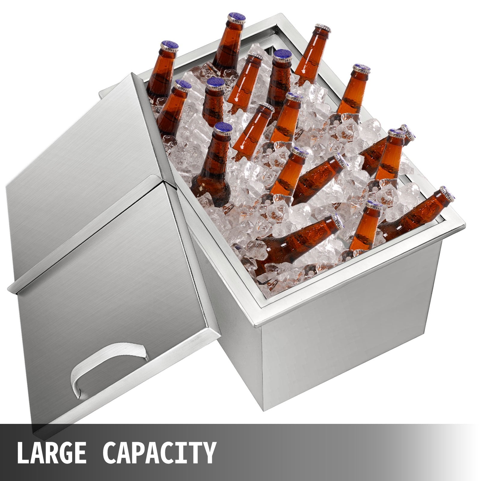 Stainless Steel Drop in Ice Chest with Sliding Cover Ice Cooler H274309