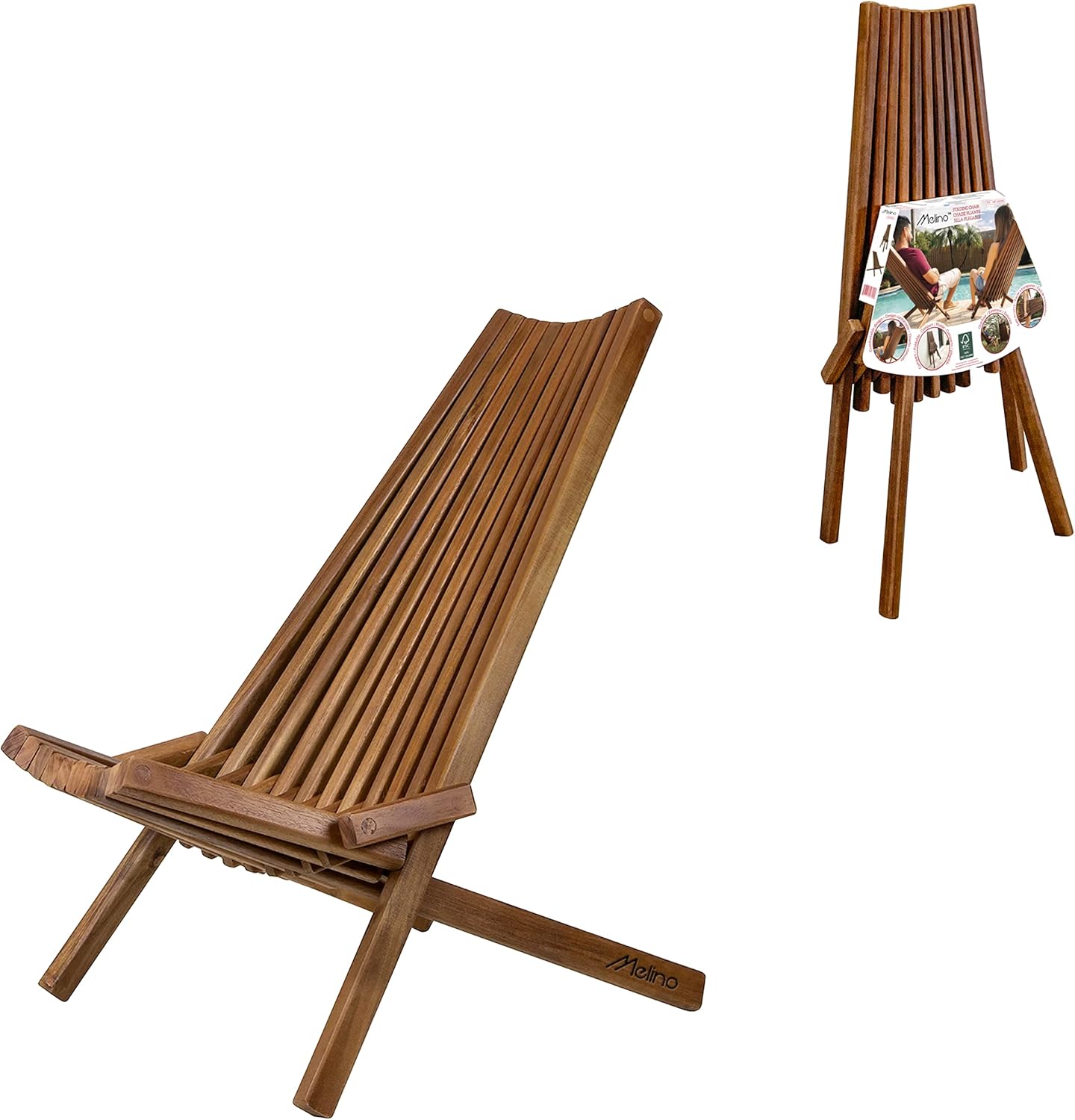 Folding Acacia Wood Outdoor Lounge Chair O392205