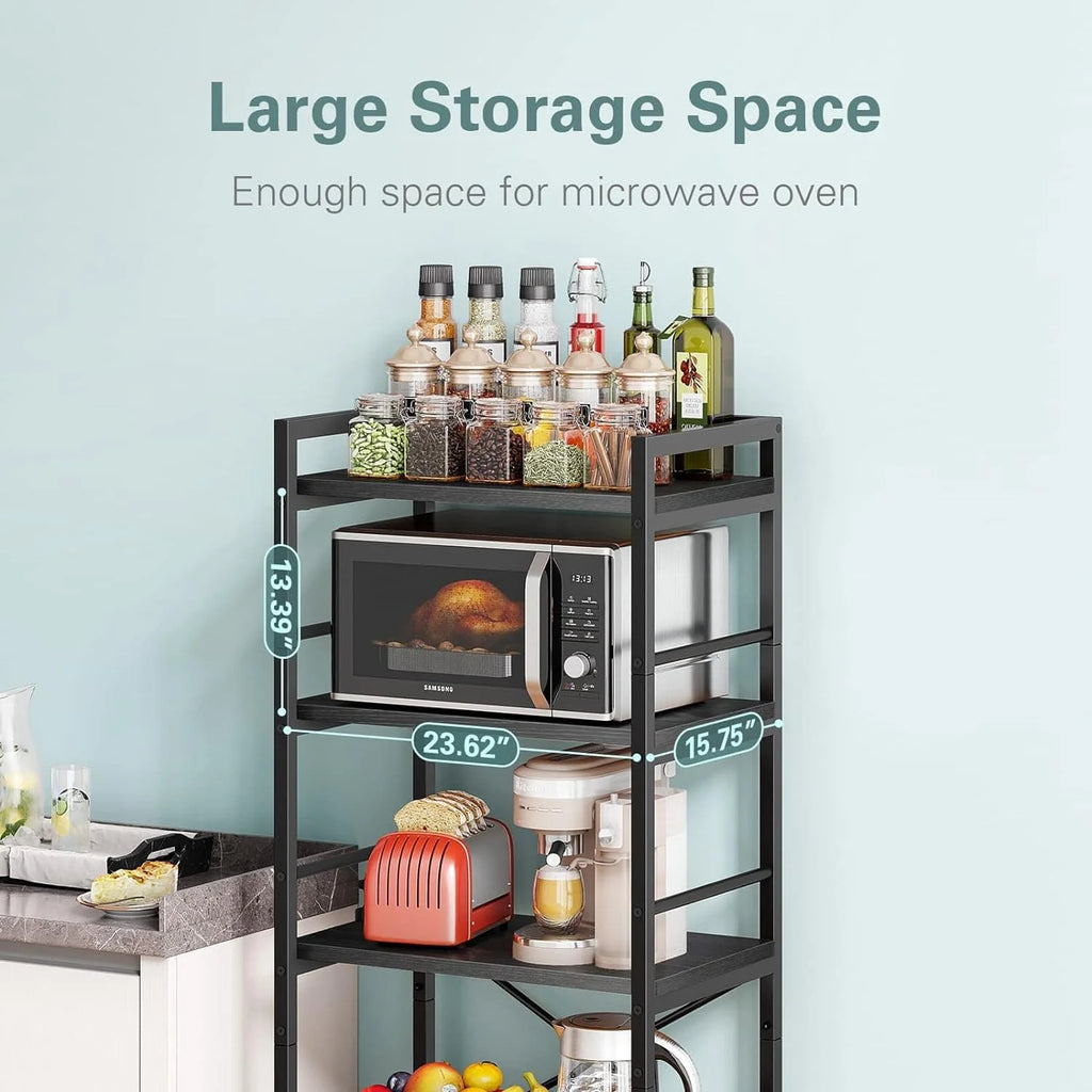 5-Tier Free Standing Kitchen Storage Shelf Rack, Black Q351