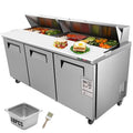 72 in. 17.73 cu. ft. Commercial Refrigerator Sandwich Prep Table Stainless Steel L266