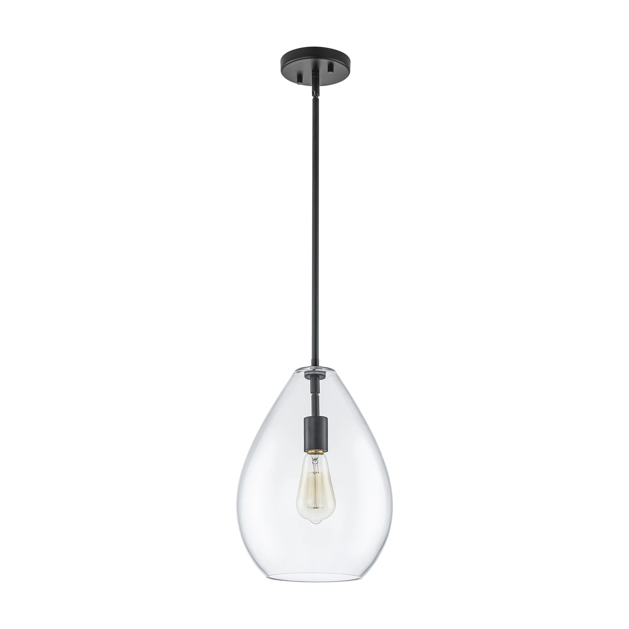 1-Light Dimmable Clear Glass Pendant N6965