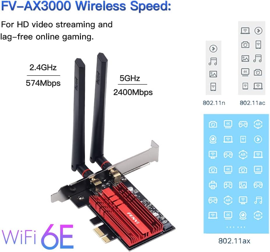 WiFi 6E AX210 PCI-E Tri-Band 5400Mbps Wireless Network Adapter Pack of 2 G8089