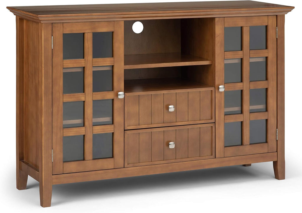 Black Solid Wood TV Media Stand with Storage Shelves and Cabinets V714207