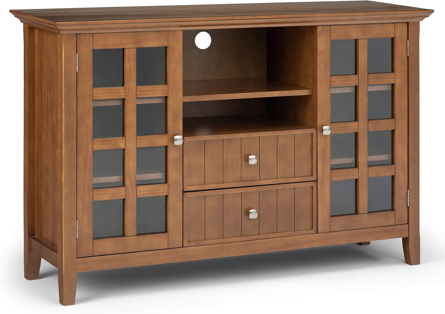 Black Solid Wood TV Media Stand with Storage Shelves and Cabinets V714207
