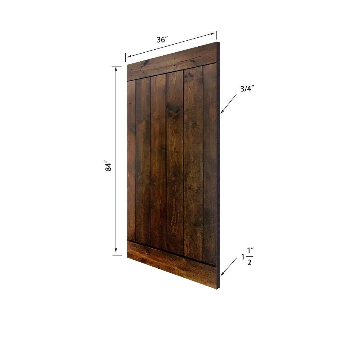 12-Panel Dark Brown Painted Wood Sliding Door with Installation Hardware Kit H442