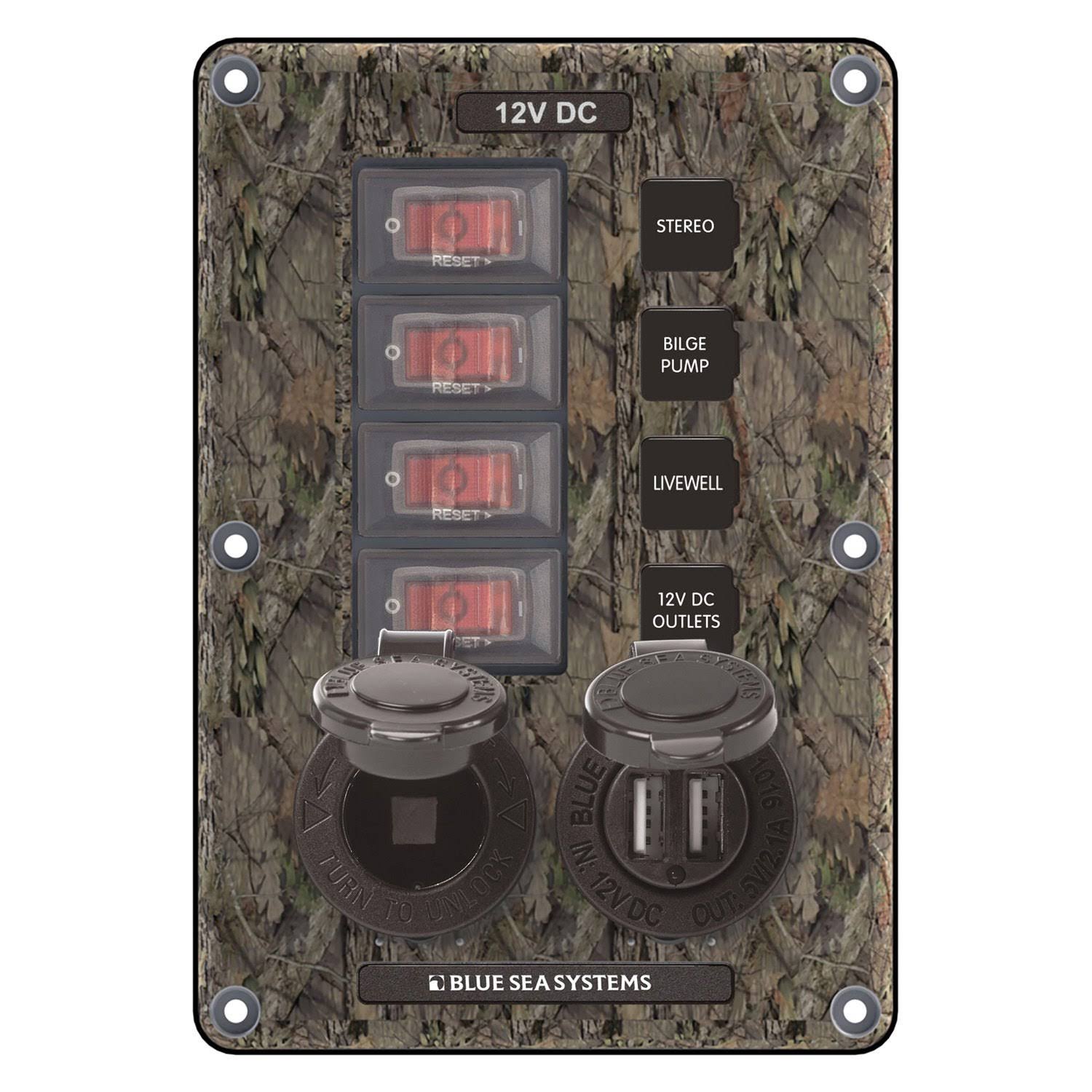 Circuit Breaker Switch Panel 4 Position with 12V Socket and Dual USB Q792238