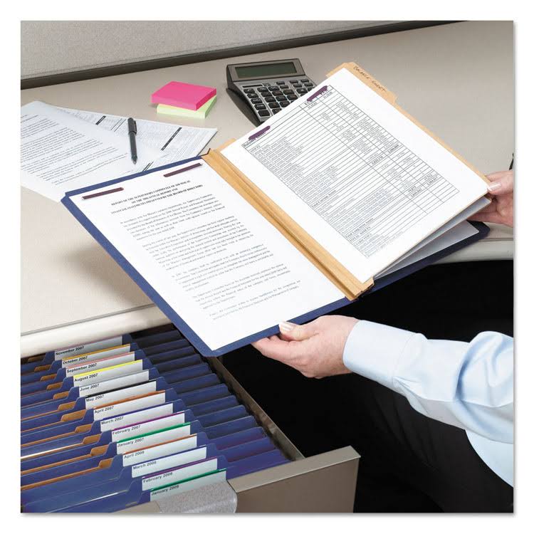 Dark Blue Legal Size Pressboard Classification Folders with Fasteners, 10/Box T998