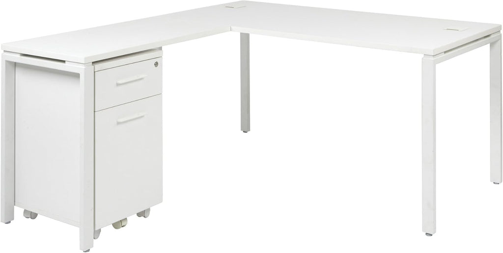 White Mobile File with Hidden Drawer and Castors J8102