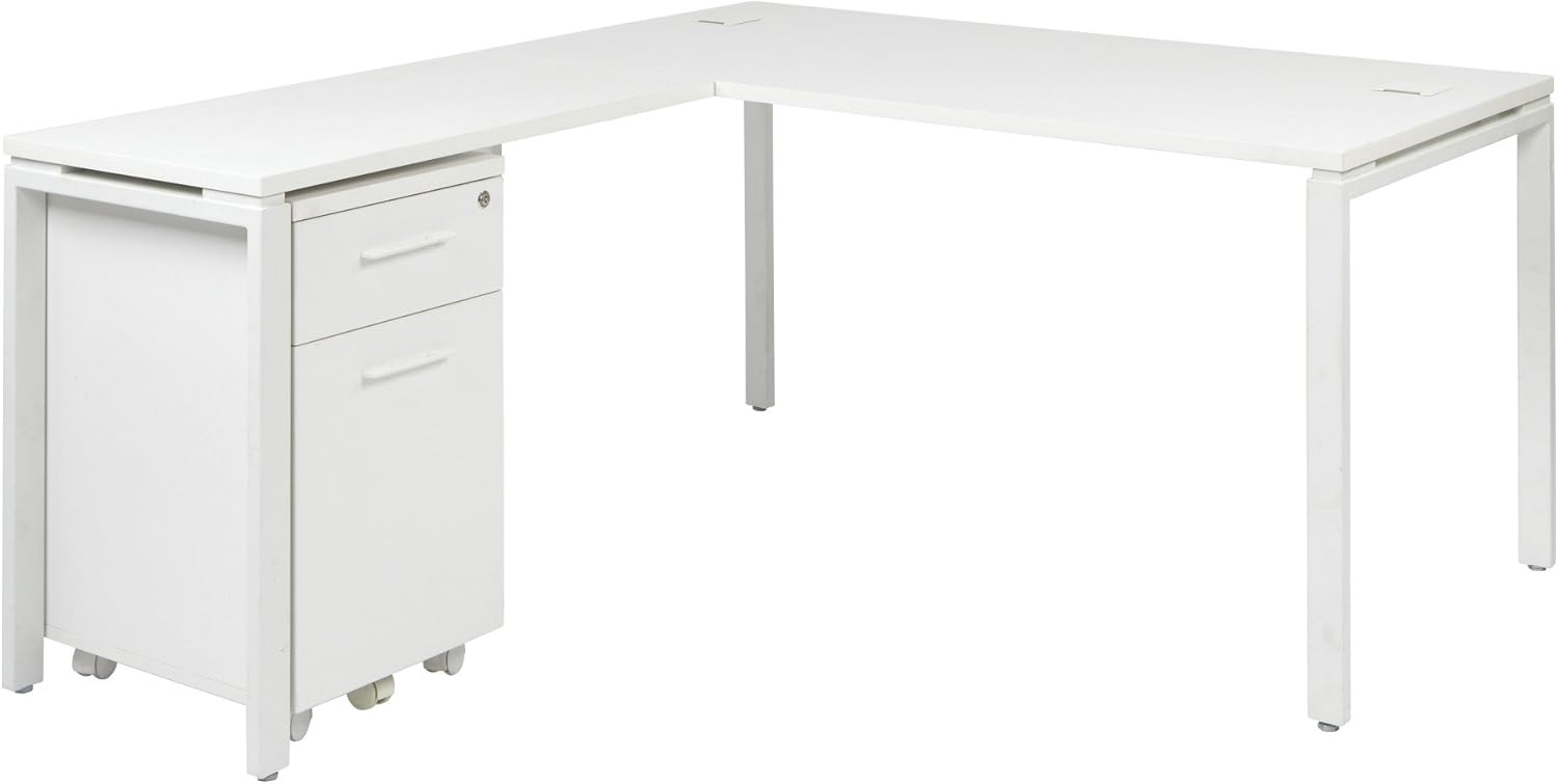 White Mobile File with Hidden Drawer and Castors J8102