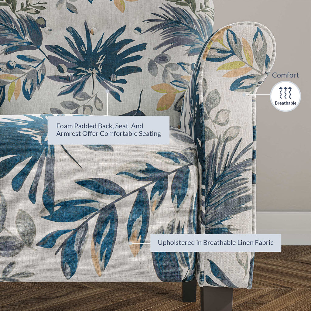 Blue Floral Accent Armchair M4785
