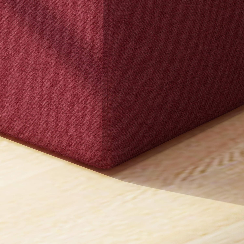 Deep Red Fabric Square Ottoman G875040