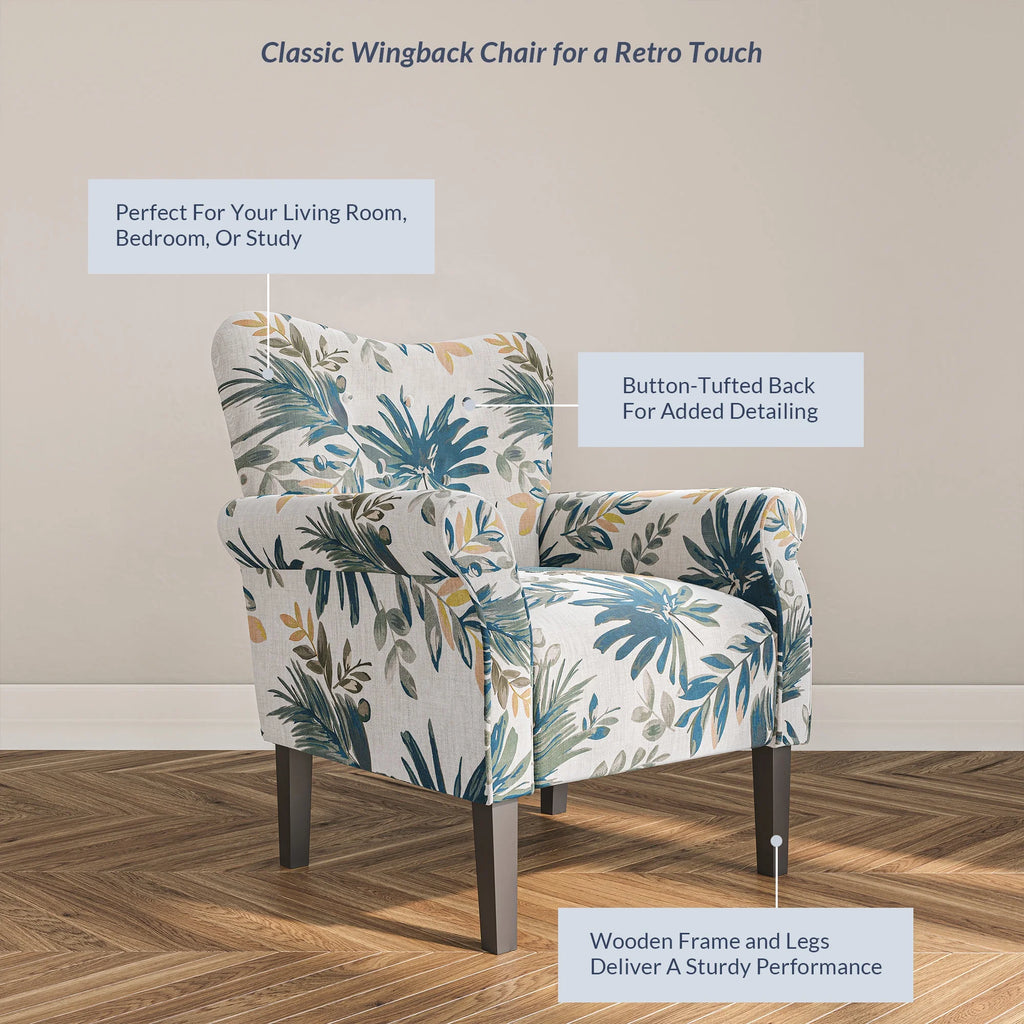 Blue Floral Accent Armchair M4785
