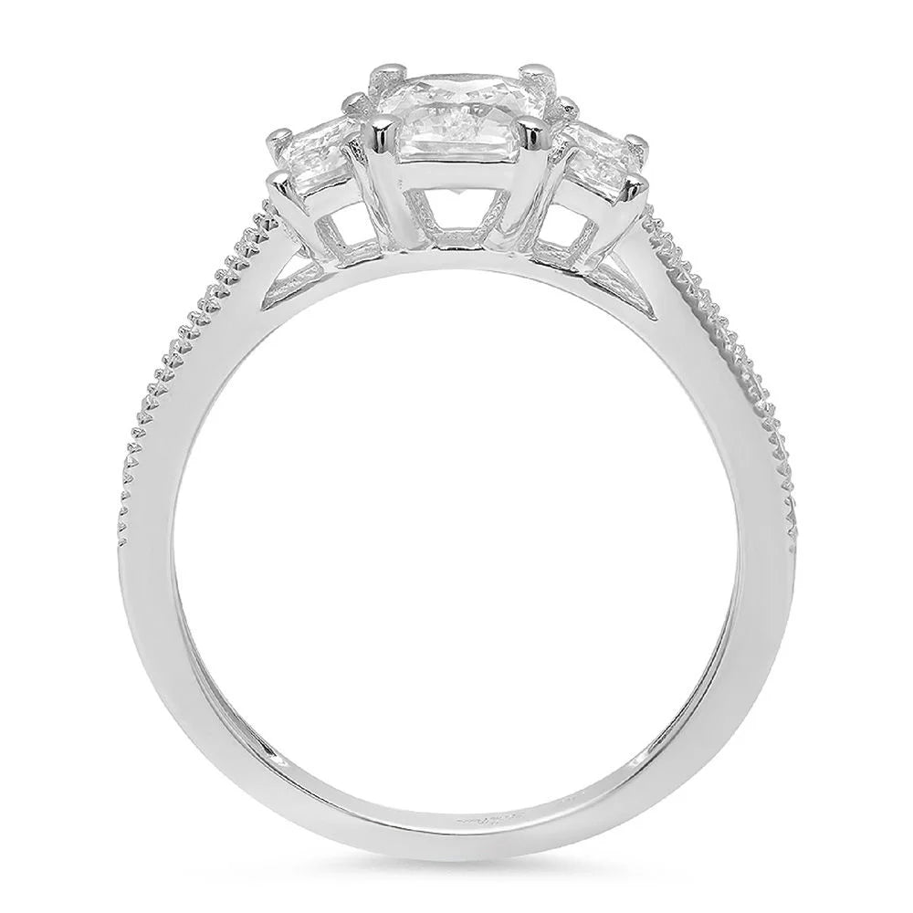18K White Gold Three-Stone Diamond Engagement Ring X211